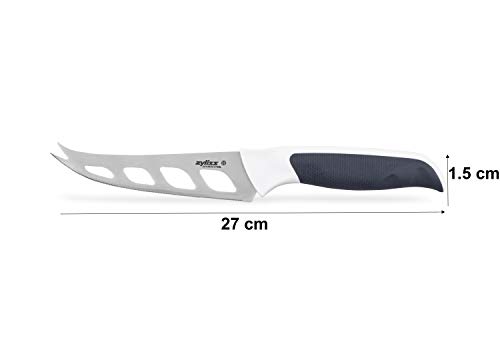 Zyliss E920219 Comfort Cuchillo Queso, 12cm, Acero Inoxidable Japonés, Mango Gris Oscuro/Blanco, Cuchillo para Servir Queso, Apto Para Lavavajillas