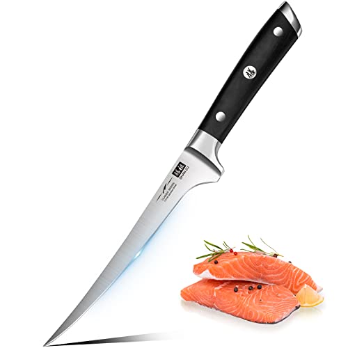SHAN ZU Cuchillo de Filete 18 cm, Cuchillo para Pescado Profesional de 7 Pulgadas, Cuchillo de Filetear de Pescado Súper Afilado en Acero Inoxidable Alemán 1.4116, Mango de Madera Ergonómico