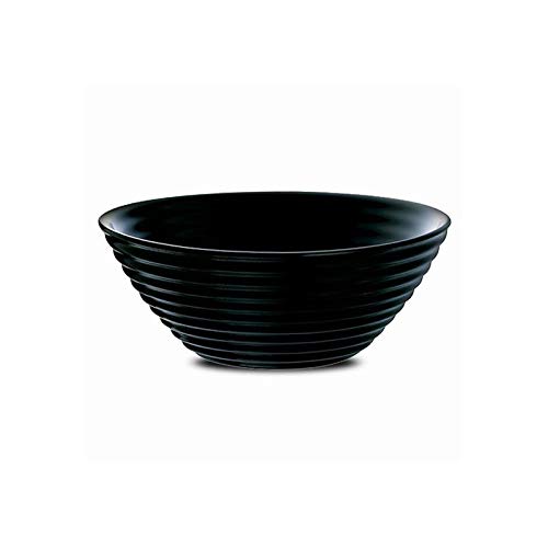 Bol/Ensaladera Negra Elegante, Set de 6. para el menaje del Hogar/Cocina. Diseño de Lineas Onduladas Muy Original 16 cm