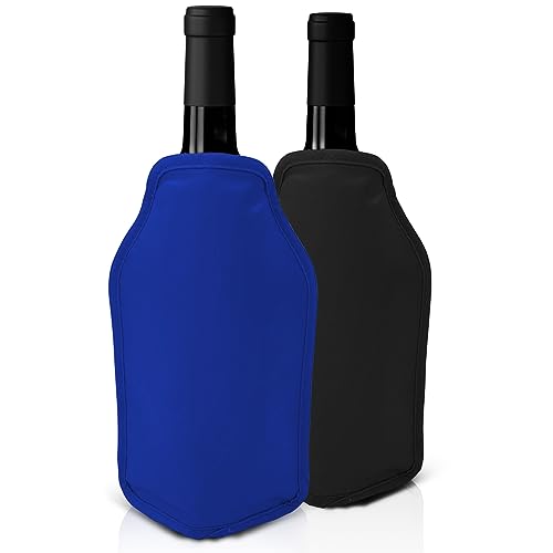 Joejis Juego de 2 fundas para enfriadores de vino - Perfectas para enfriar botellas de vino y champán - Ideal para cenas y otros eventos - Negro y azul