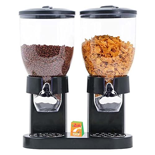 HUOLE Dispensador de copos de maíz - Rojo - Recipientes de cereales - Con 2 recipientes - 500 gramos - Accesorios de desayuno-Entertainment - Distributeurs de Céréales - Cornflakes Dispenser (Negro)
