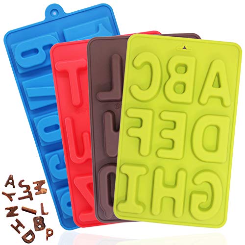 Moldes de silicona para chocolate, alfabetos de letras FineGood, 26 letras, bandejas para hornear dulces y chocolate
