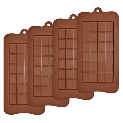 homEdge Break-Apart Moldes de chocolate, juego de 4 paquetes de moldes antiadherentes de silicona de grado a-no para turrones