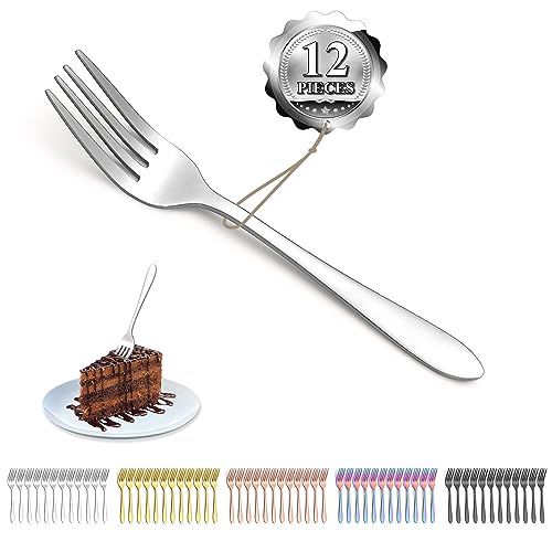 Kyraton Tenedores de postre 12 piezas 14cm, tenedores de acero inoxidable, tenedor pequeño para el hogar, fiestas, restauroom, apto para lavavajillas