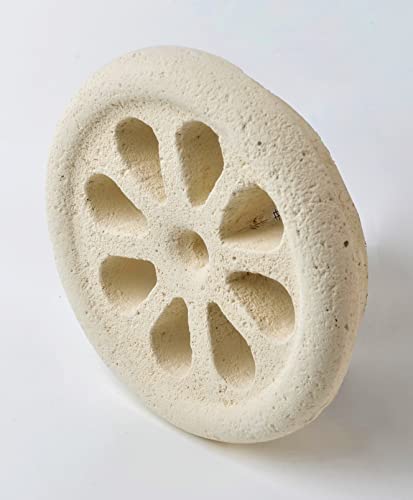Rejilla de aireación y ventilación redonda en piedra de Matera para tubo de 100 mm de diámetro, uso exterior e interior. Producto hecho a mano. F004-10