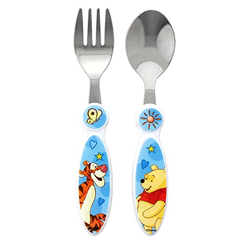 p:os 68919 Disney Winnie The Pooh – Cubertería, acero inoxidable, 2 piezas, tenedor y cuchara