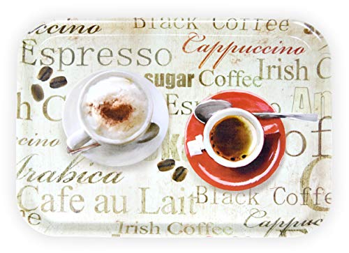 Lashuma Bandeja de café grande de melamina con estampado de espresso, bandeja rectangular para bebidas 38 x 26 cm