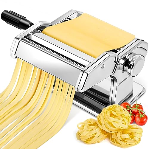 OSTBA Máquina de Pasta Manual, Pasta Maker de Acero Inoxidable, Máquina Pasta Fresca Perfecta para la Familia